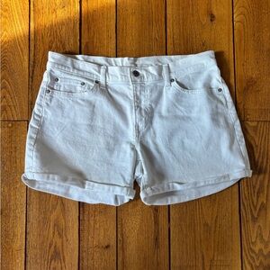 Levi’s White Denim Shorts Size 32 Rolled Cuff Mid Rise